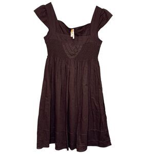 Anthropologie Maeve Smocked Dress Size 6 Brown Supreme Grace Vintage
